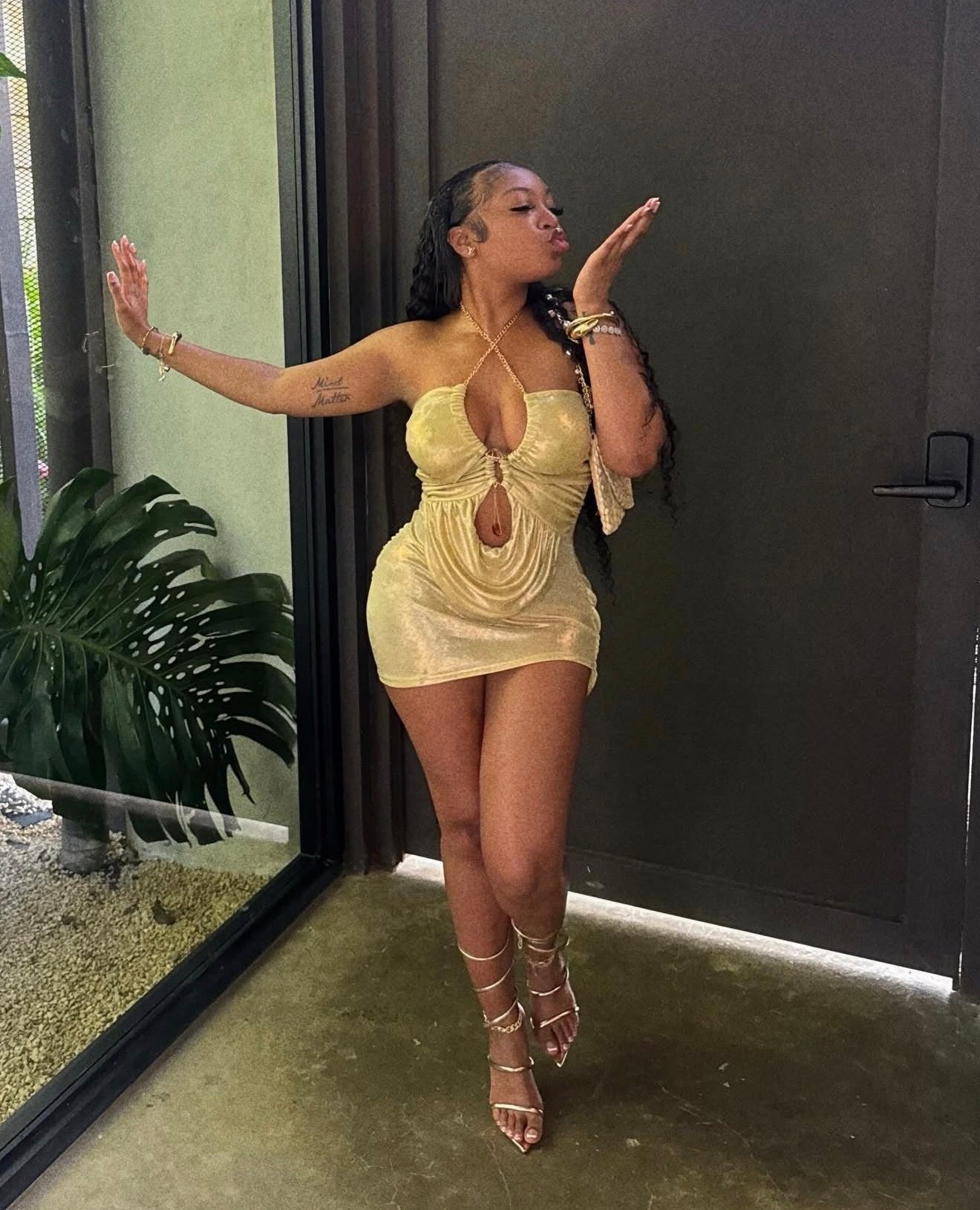 Gold Chain Halter Mini Dress