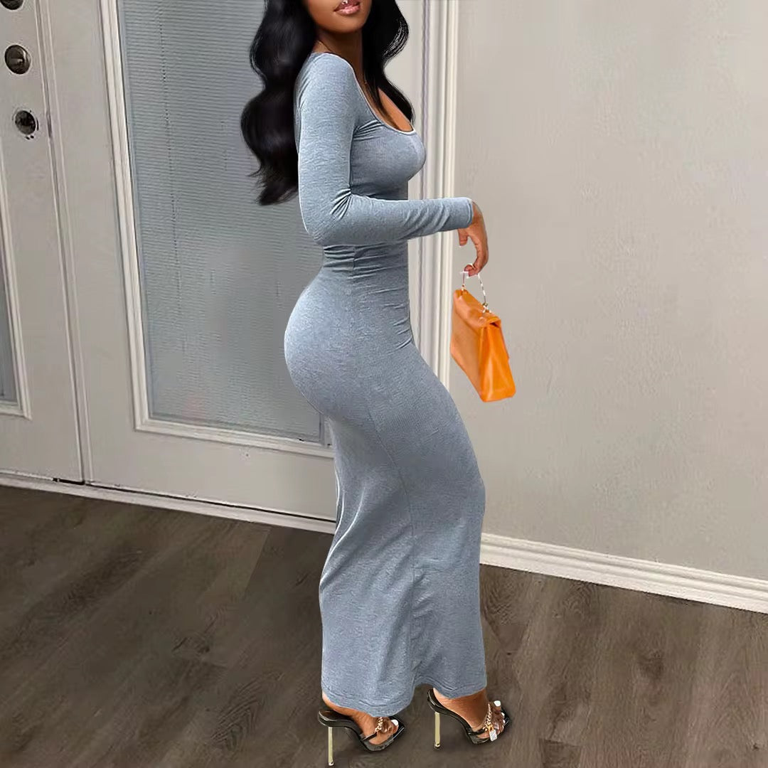 Ribbed Long Sleeve Bodycon Dress